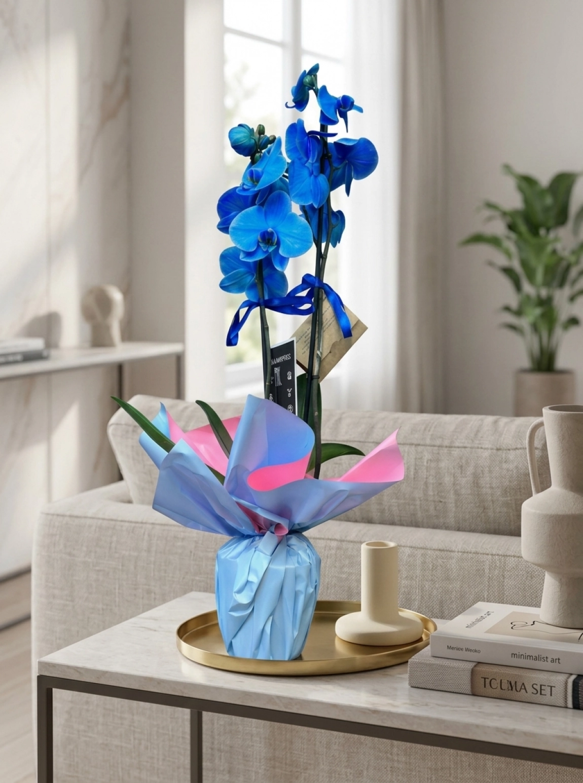 Özel Tasarım İthal Mavi Phalaenopsis Orkide Saksısı