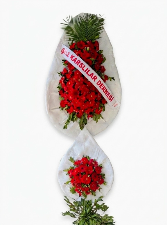 İki Katlı Kırmızı Gerbera Çiçekli Tören Ve Açılış Çelengi